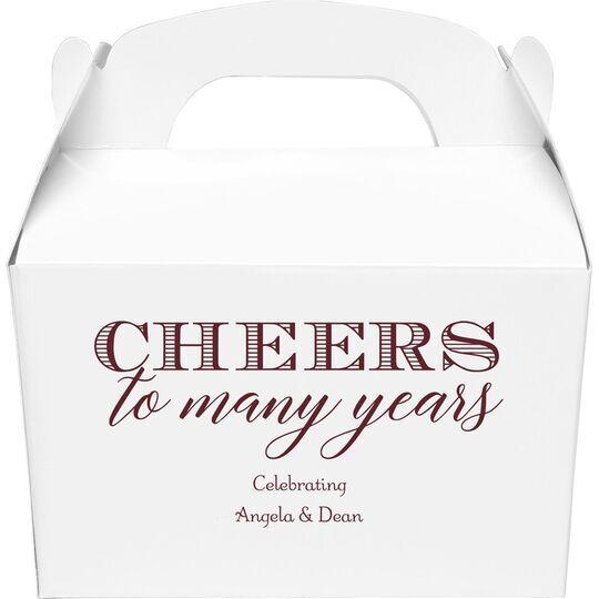 Cheers To Many Years Gable Favor Boxes